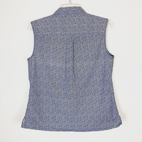 Nike Golf Blue & White Floral Sleeveless Button Up Shirt - Picture 4 of 7